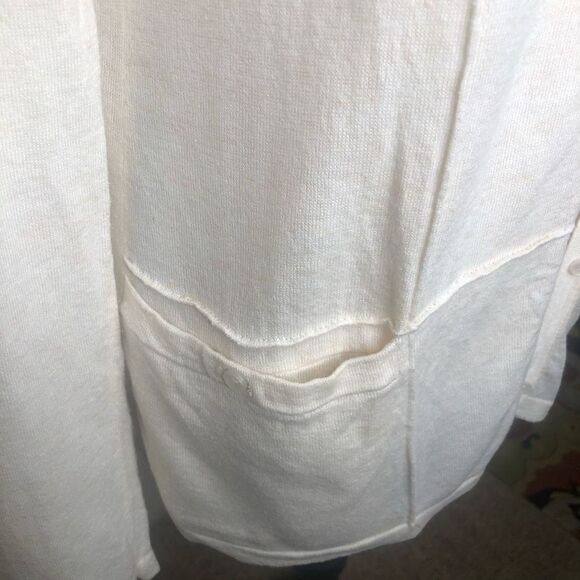 Toad & Co Soft Oatmeal Wool Blend Lagenlook, Light Academia Cardigan Sweater SzS - Picture 4 of 13